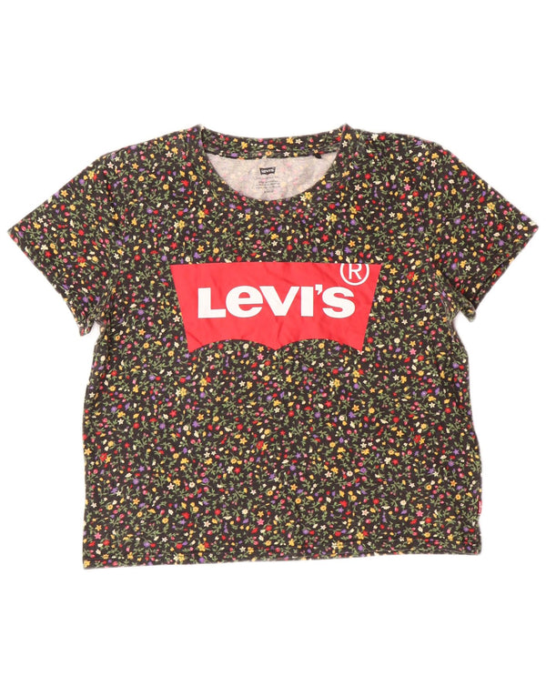 Levi's Womens Crop Graphic T-Shirt Top UK 10 Small Multicoloured Floral