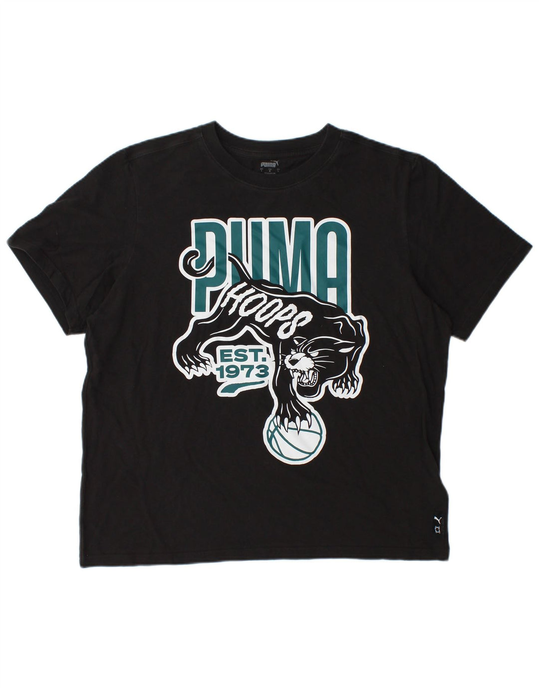 PUMA Mens Graphic T-Shirt Top Large Black Cotton