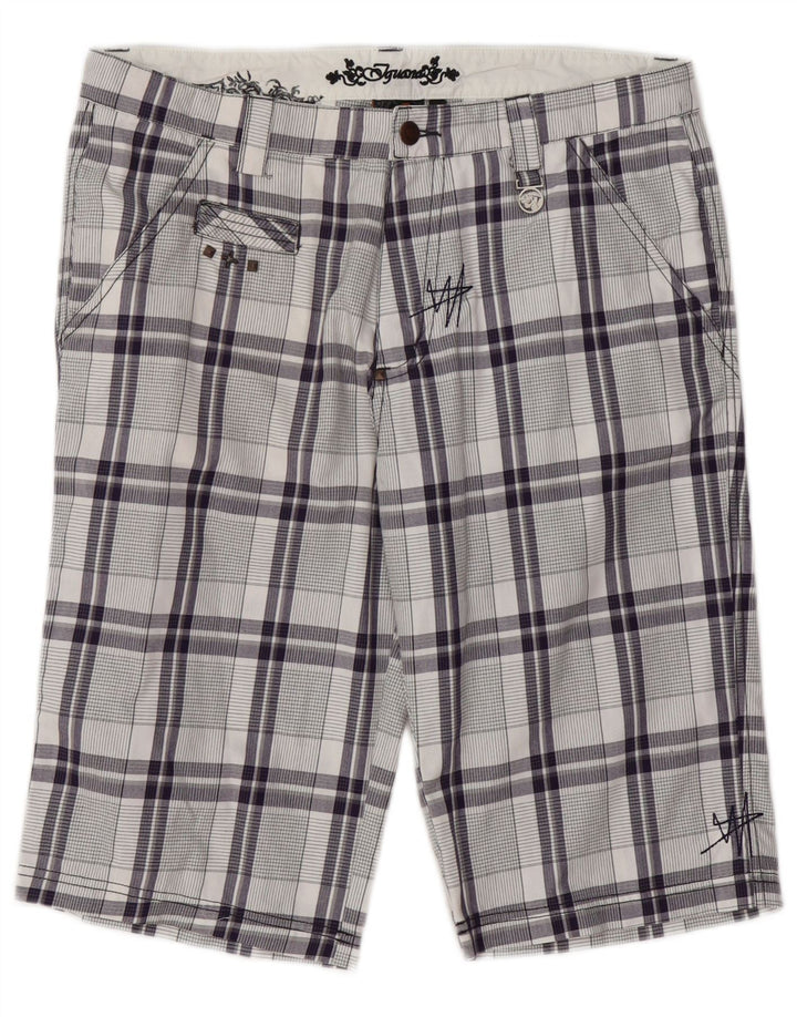 Iguana Mens Chino Shorts W33 Medium Navy Blue Check Cotton