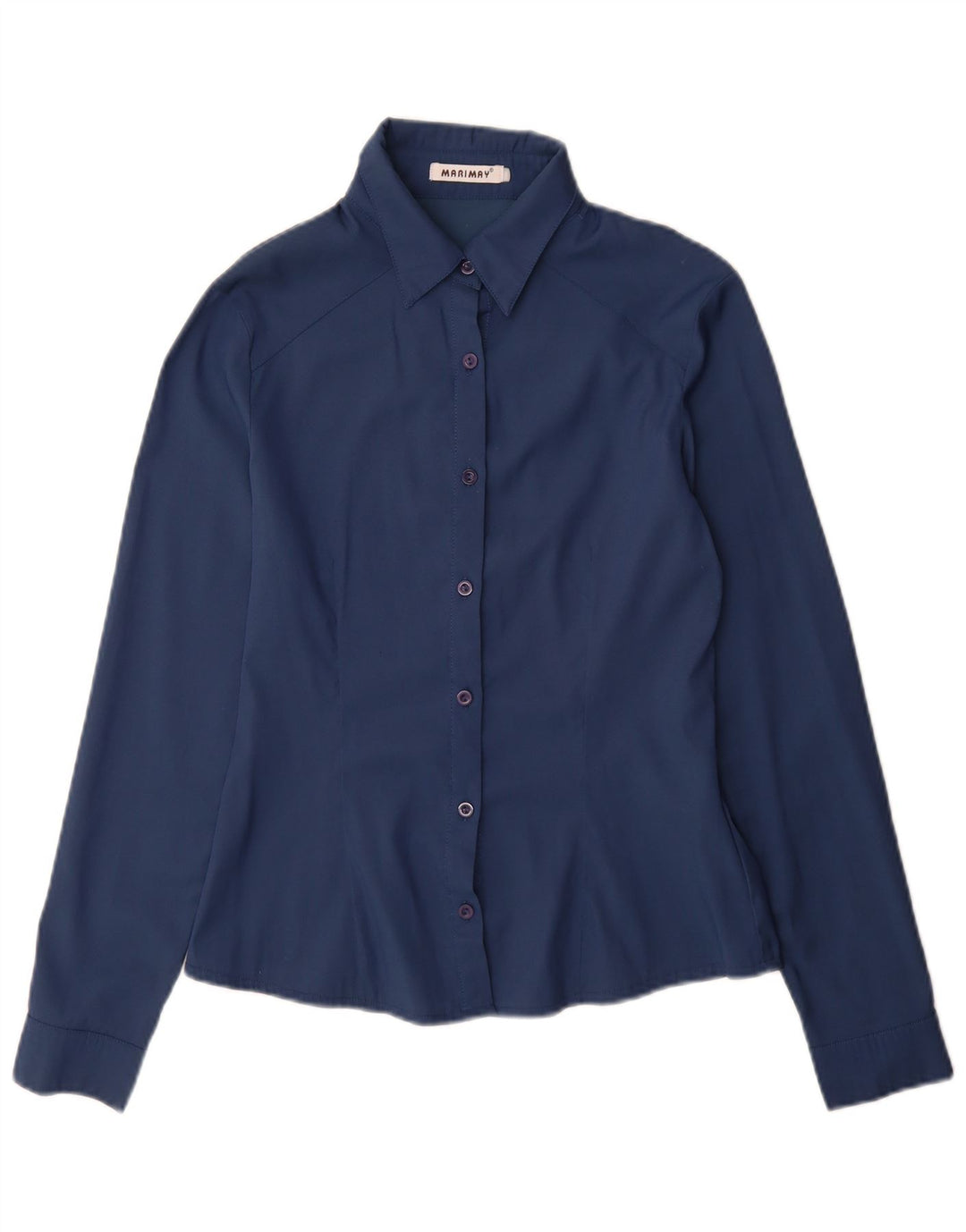 Vintage Womens Shirt UK 12 Medium Navy Blue Cotton