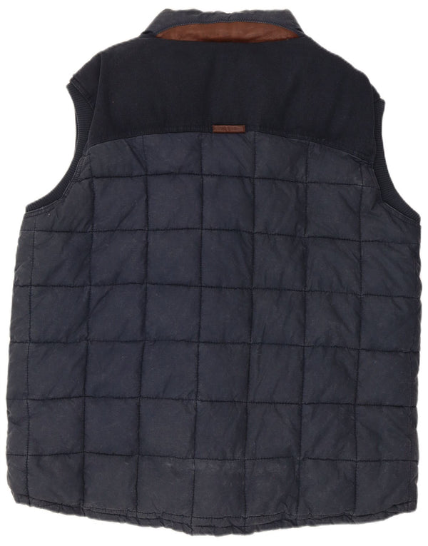 Fat Face Mens Padded Gilet UK 42 XL Navy Blue Flecked Cotton