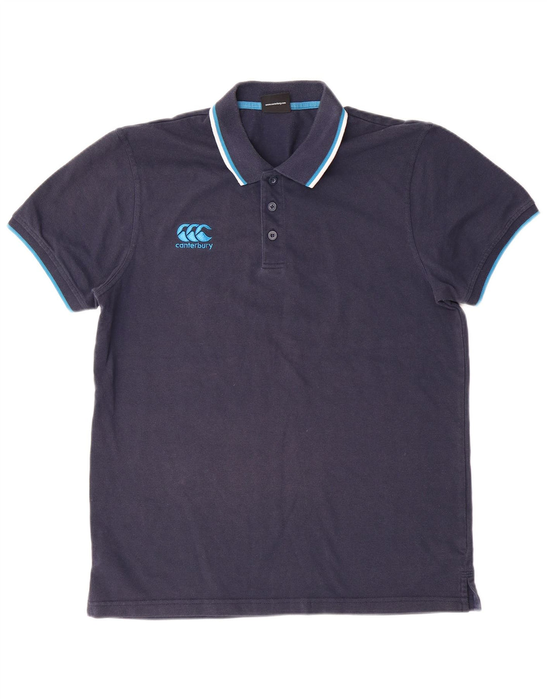 CANTERBURY Boys Polo Shirt 15-16 Years Large  Navy Blue Polyester