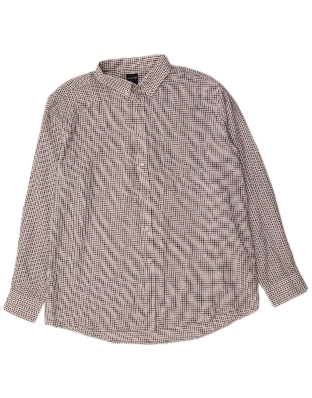 James Pringle Mens Shirt XL White Check Polyester