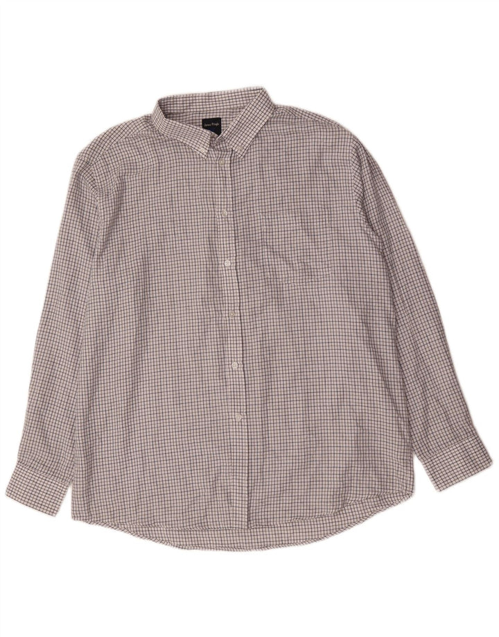 James Pringle Mens Shirt XL White Check Polyester