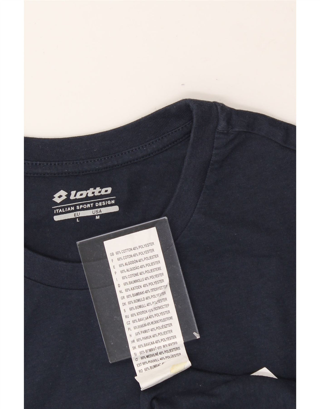 LOTTO Mens T-Shirt Top Medium Navy Blue Cotton Vintage Lotto and Second-Hand Lotto from Messina Hembry 
