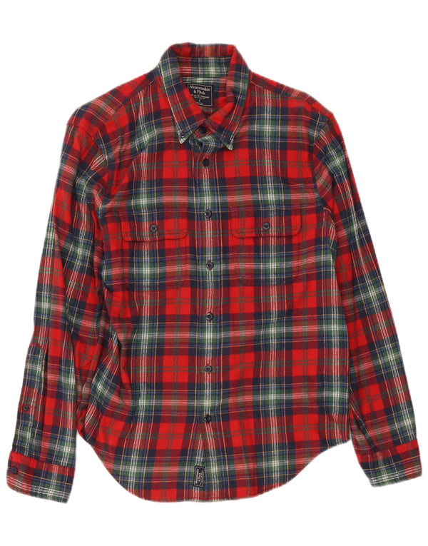 Abercrombie & Fitch Mens Flannel Shirt Small Red Check Cotton