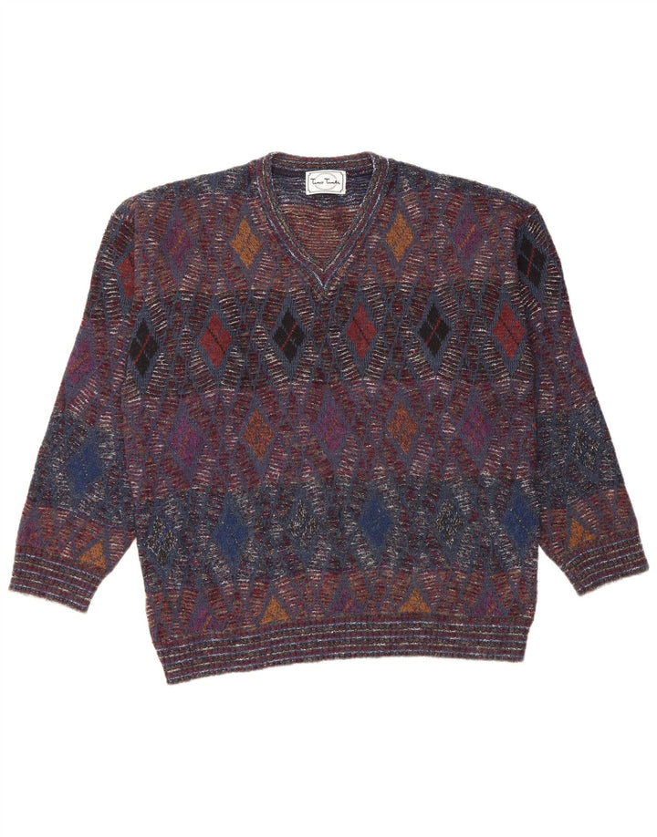 Tino Tinti Mens V-Neck Jumper Sweater IT 52 Large Multicoloured