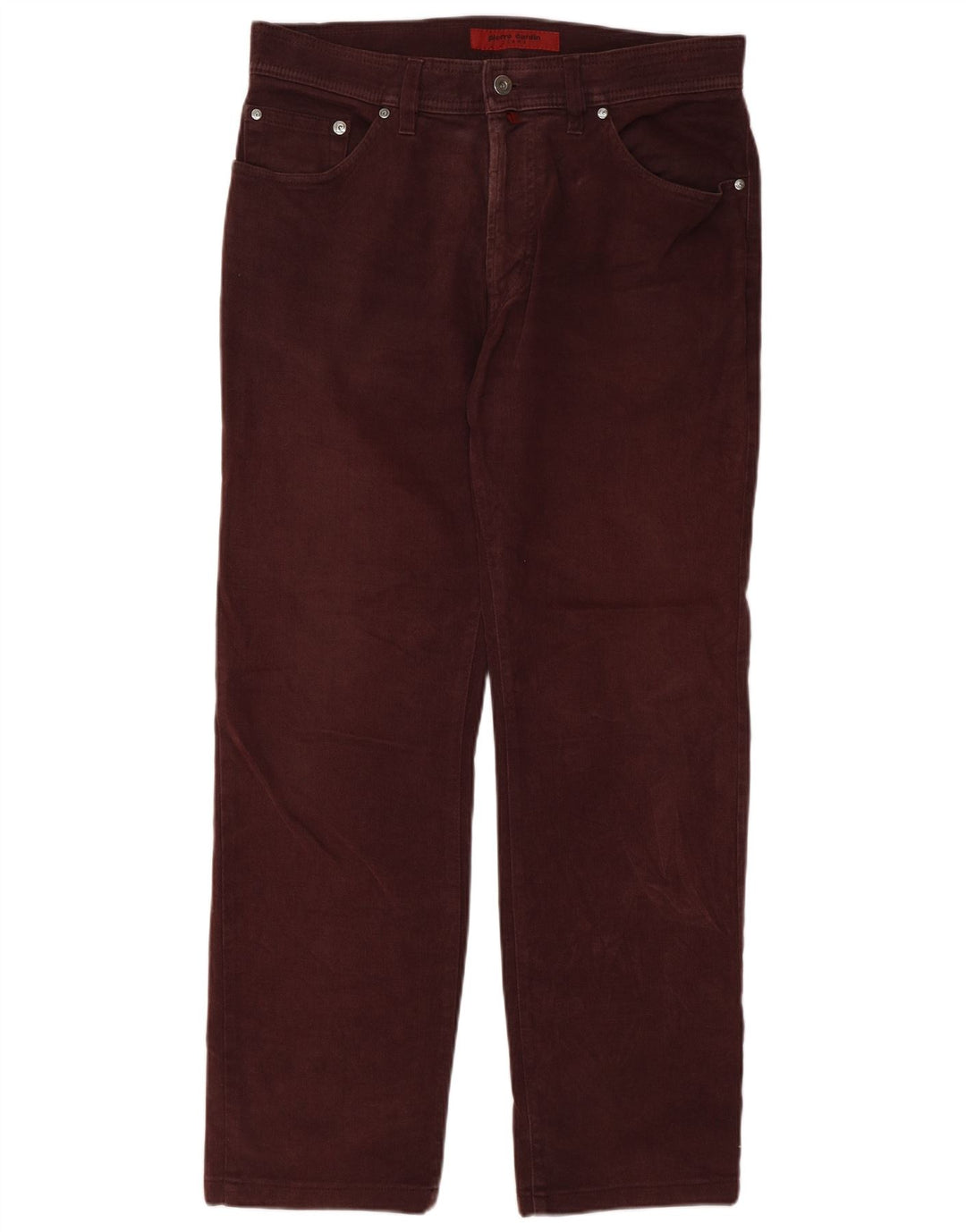 PIERRE CARDIN Mens Straight Jeans W33 L34 Maroon Cotton
