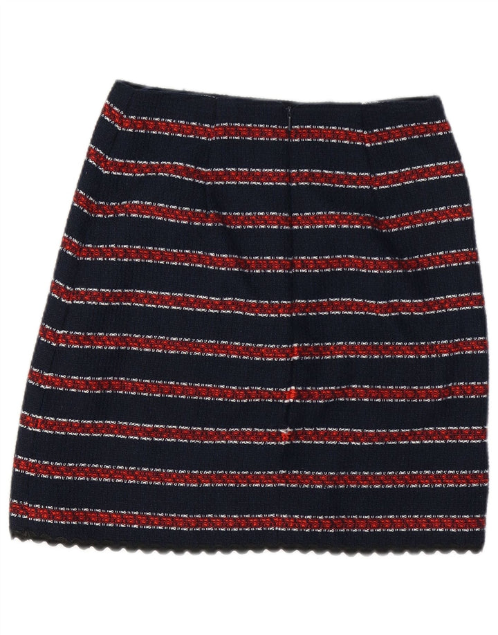 WAREHOUSE Womens Mini Skirt UK 8 Small W26  Navy Blue Striped Polyester
