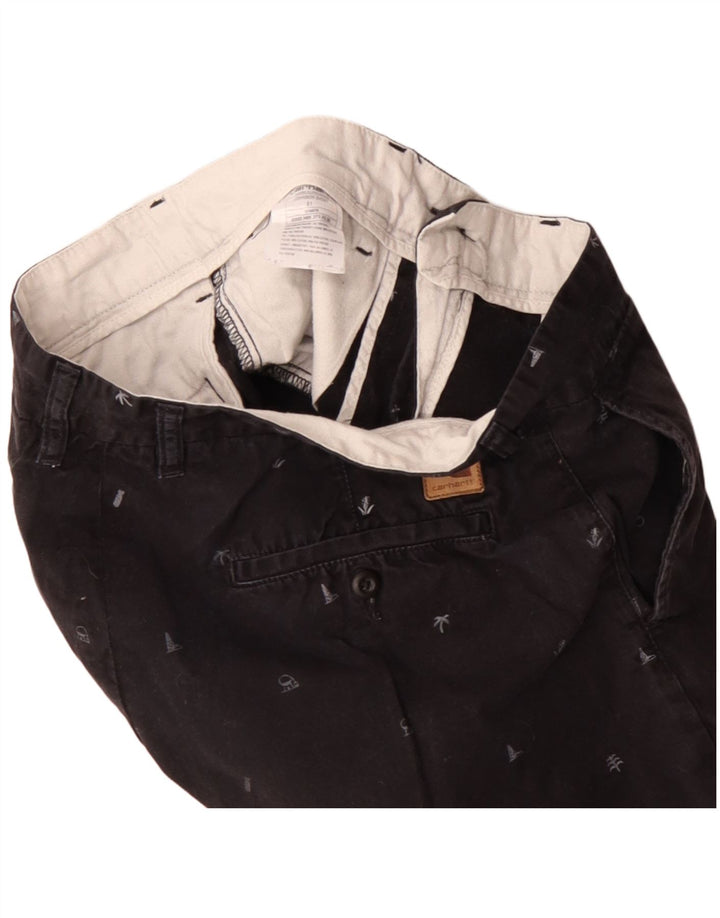 Carhartt Mens Abstract Pattern Chino Shorts W31 Medium Black Cotton