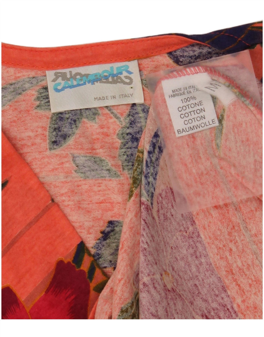 VINTAGE Womens Blouse Top UK 14 Medium Orange Floral Cotton