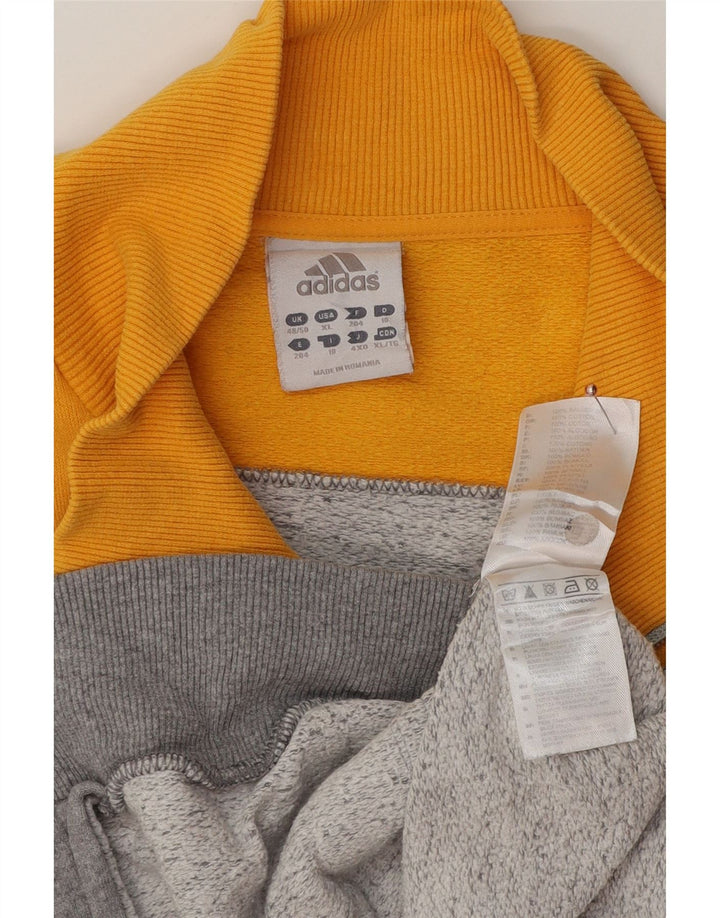 ADIDAS Mens Tracksuit Top Jacket XL Grey Colourblock Cotton