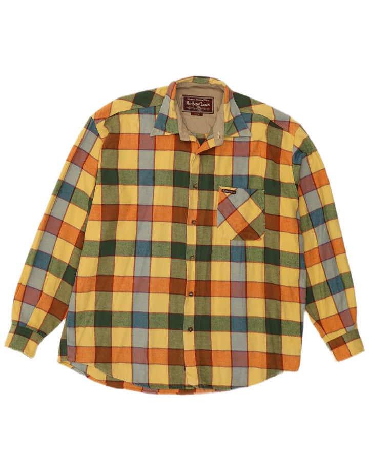 Marlboro Classics Mens Flannel Shirt Large Yellow Check