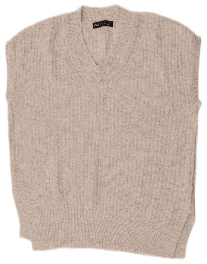 Marks & Spencer Womens Oversized Vest Tank Top UK 10 Small Grey Acrylic