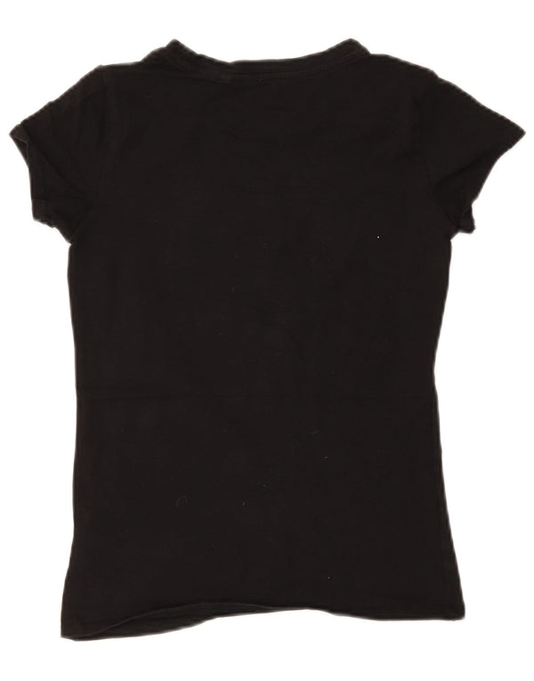 Guess Womens Graphic T-Shirt Top UK 8 Small Black Cotton