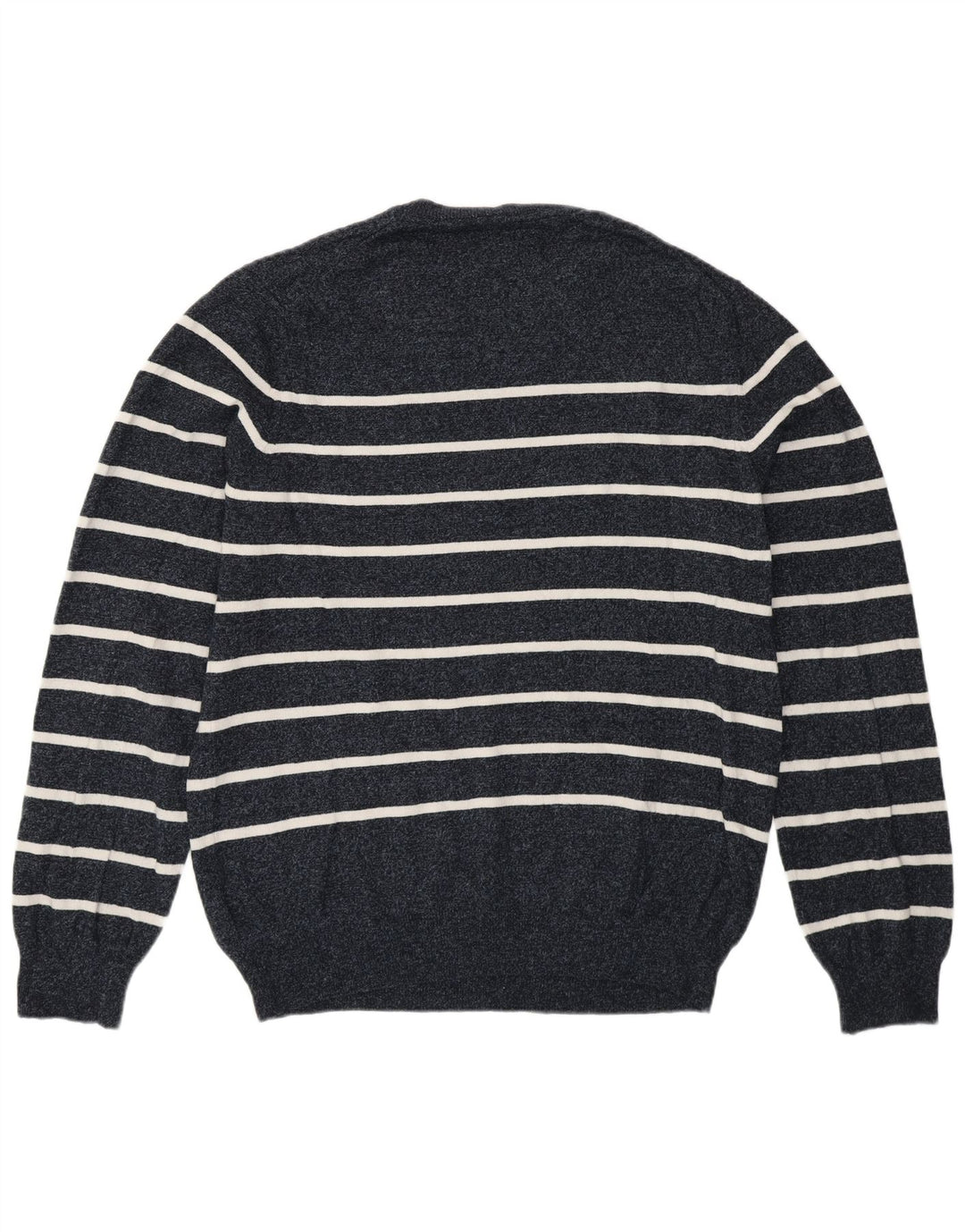 Marks & Spencer Mens Crew Neck Jumper Sweater Large Navy Blue Striped