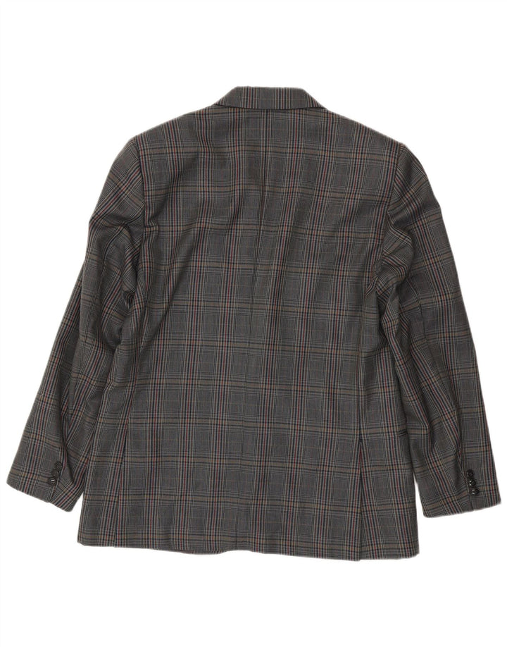 Vintage Mens 2 Button Blazer Jacket IT 50 Large Grey Check Virgin Wool