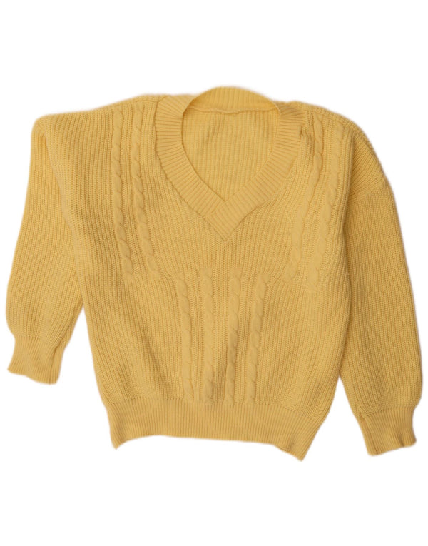 Vintage Womens V-Neck Jumper Sweater UK 22 3XL Yellow