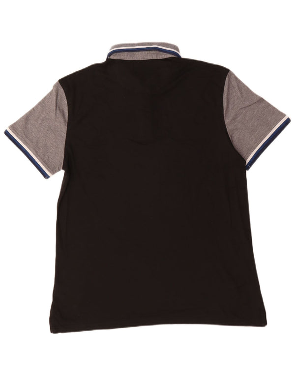 Calvin Klein Mens Slim Fit Polo Shirt Medium Black Colourblock Cotton