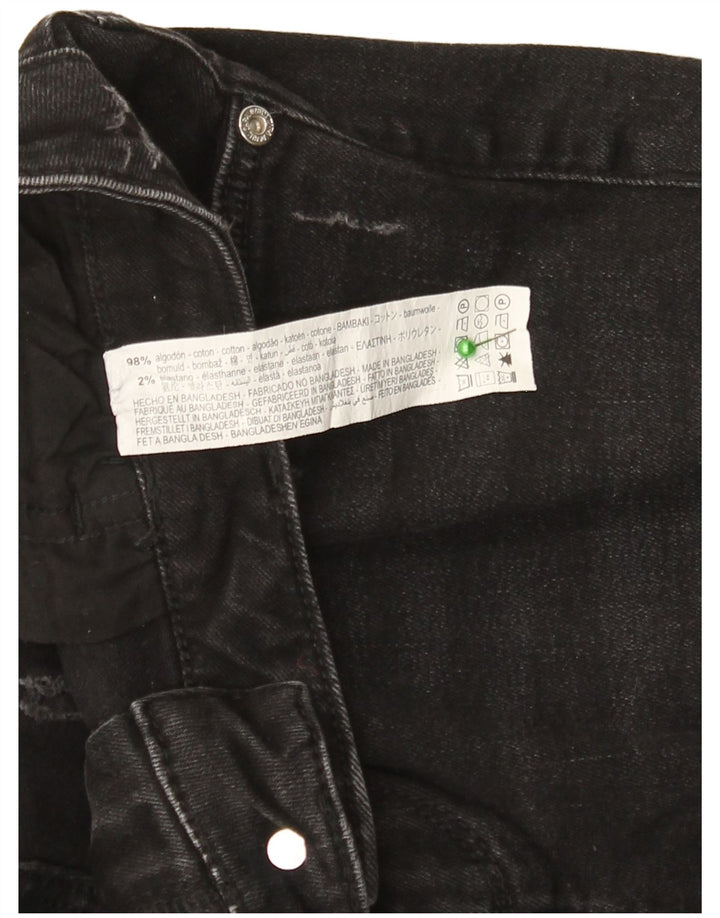 Zara Womens Distressed Slim Jeans EU 40 Medium W30 L27 Black Cotton