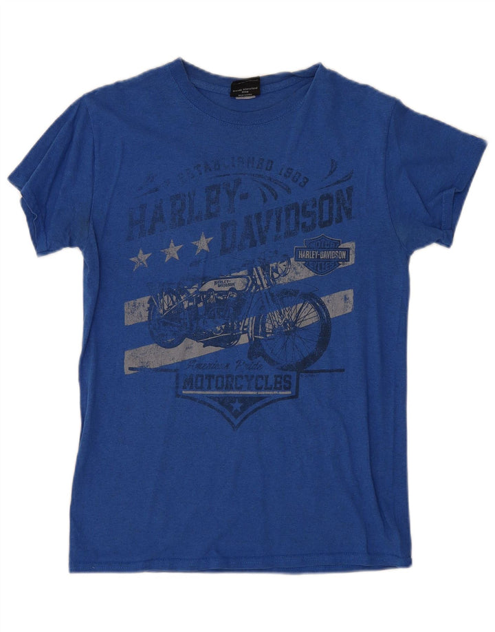 Harley Davidson Mens Graphic T-Shirt Top Small Blue Motorcycle