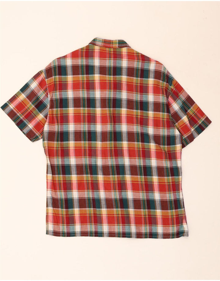 VINTAGE Mens Military Short Sleeve Shirt IT 50 Medium Multicoloured Plaid