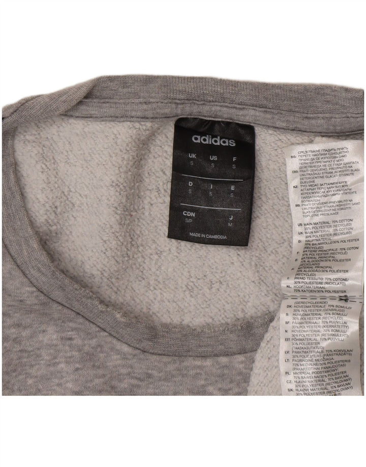 Adidas Mens Graphic Sweatshirt Jumper Small Grey Flecked Cotton