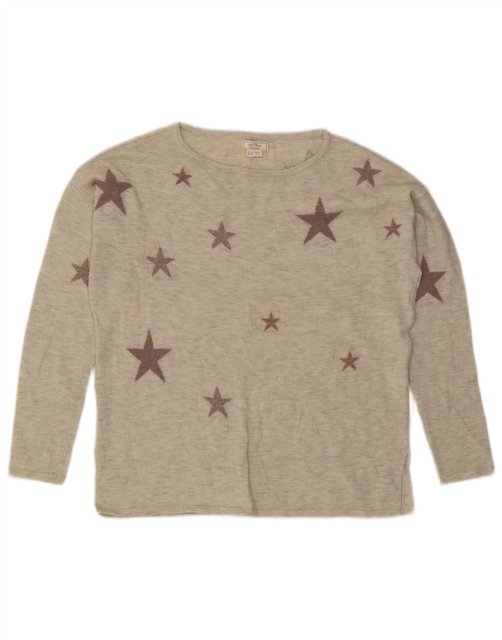 Fat Face Womens Abstract Pattern Boat Neck Jumper Sweater UK 10 Small Grey