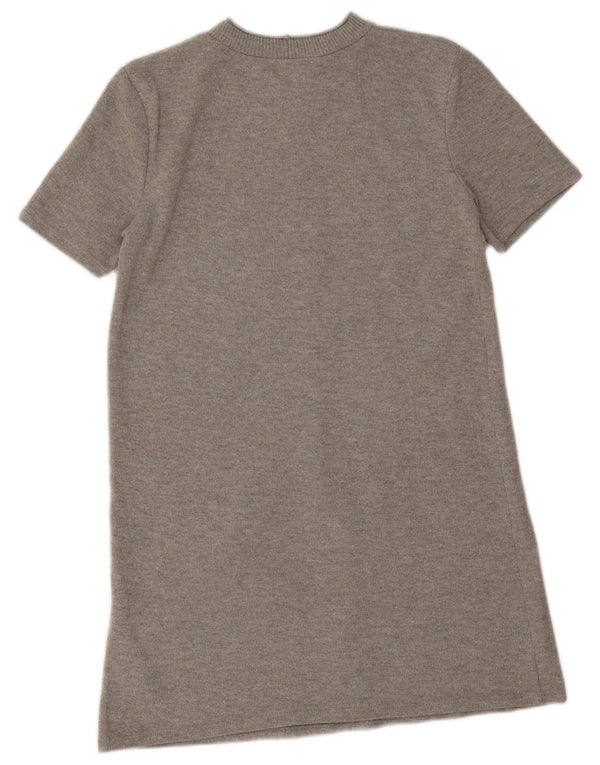 Zara Womens Short Sleeves Jumper Dress UK 14 Medium Grey Polyester