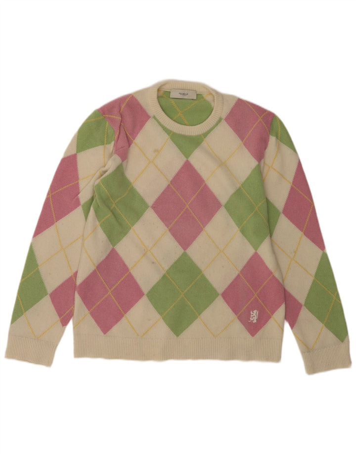 Pringle Mens Crew Neck Jumper Sweater Medium Multicoloured Argyle/Diamond