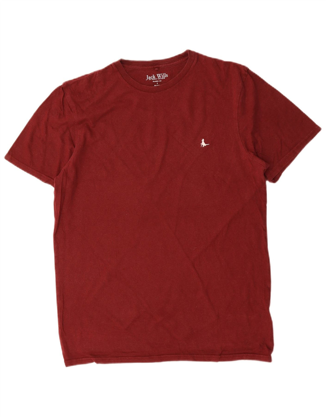 JACK WILLS Mens Classic Fit T-Shirt Top Small Burgundy Cotton