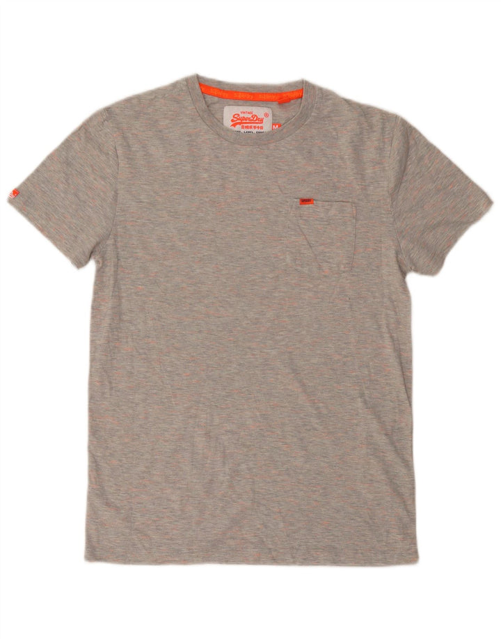 SUPERDRY Mens T-Shirt Top Medium Grey Flecked Cotton