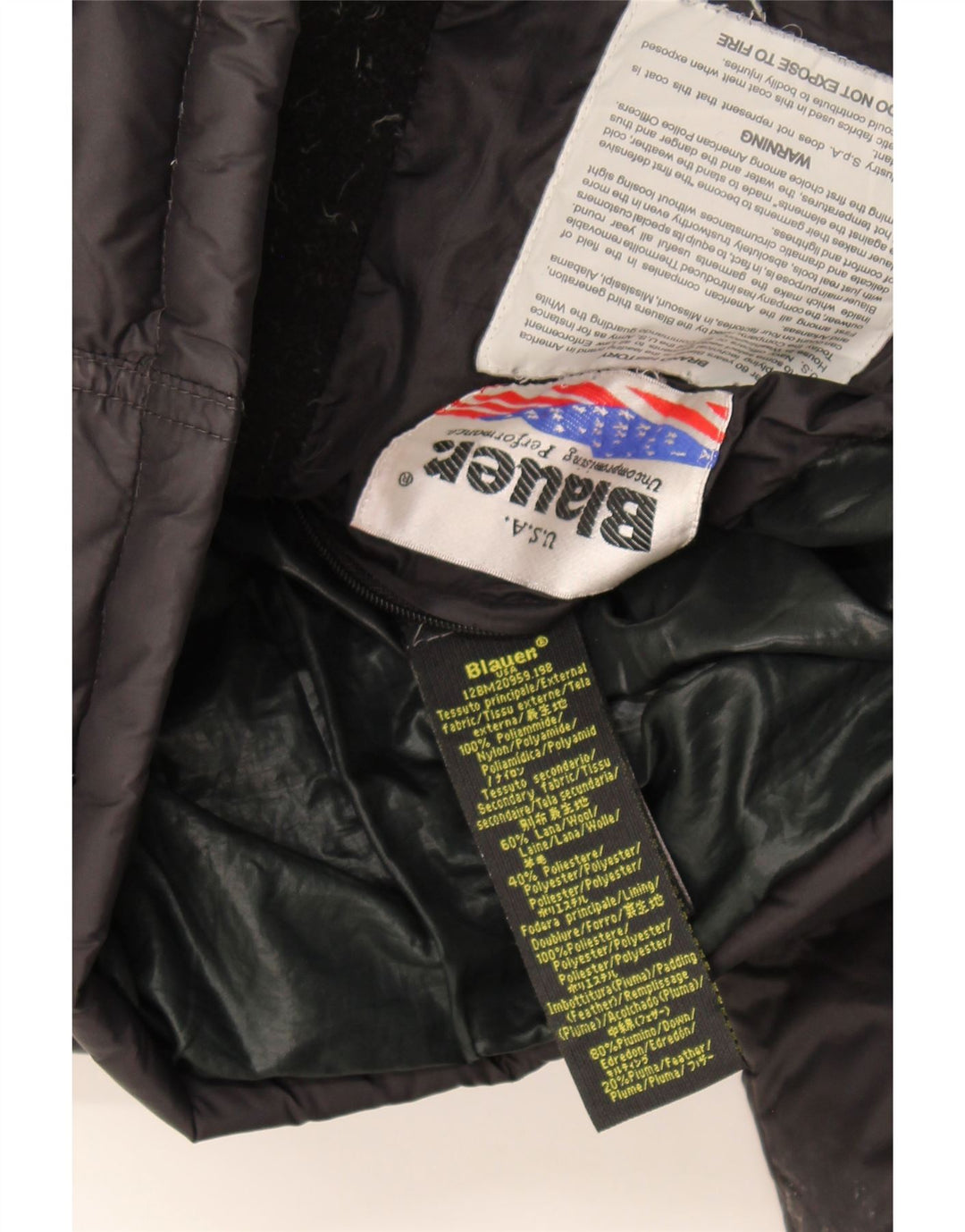 Blauer Mens Hooded Padded Jacket UK 42 Large Black Polyamide
