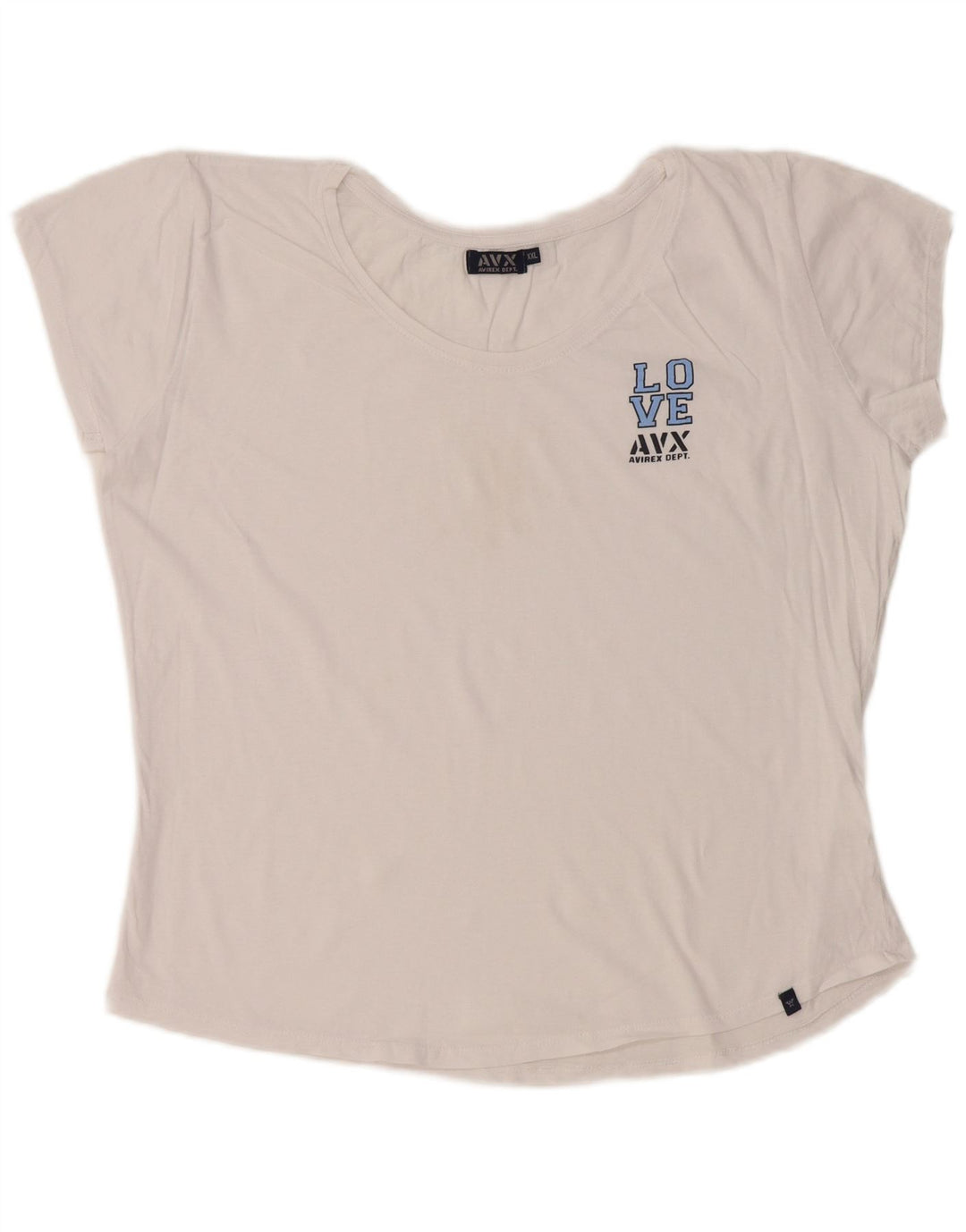 AVIREX Womens Crop Graphic T-Shirt Top UK 22 2XL White Cotton