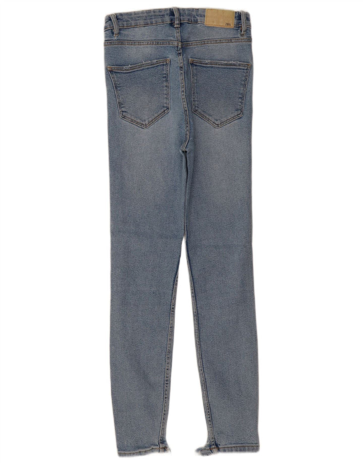 ZARA Womens High Waist Distressed Skinny Jeans EU 36 XS W26 L27 Blue