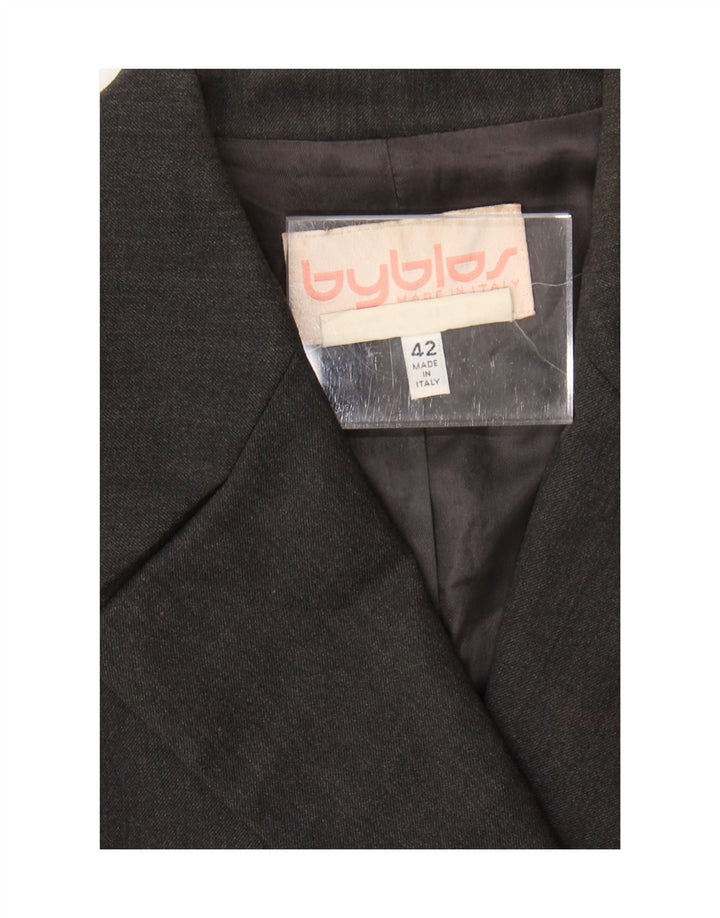 Byblos Womens Double Breasted Blazer Jacket IT 42 Medium Grey Wool