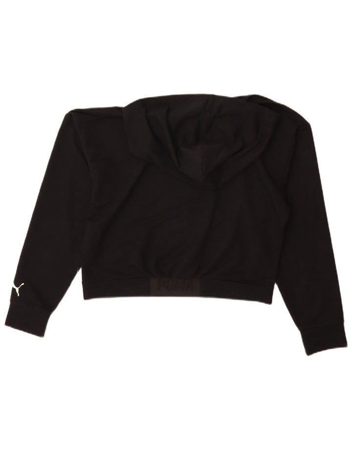 Puma Womens Graphic Oversized Hoodie Jumper UK 10 Small Black Polyester