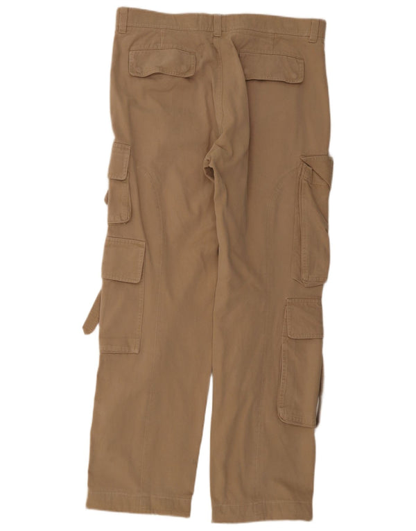 Gazzarrini Mens Straight Cargo Trousers IT 52 XL W34 L32 Beige Cotton
