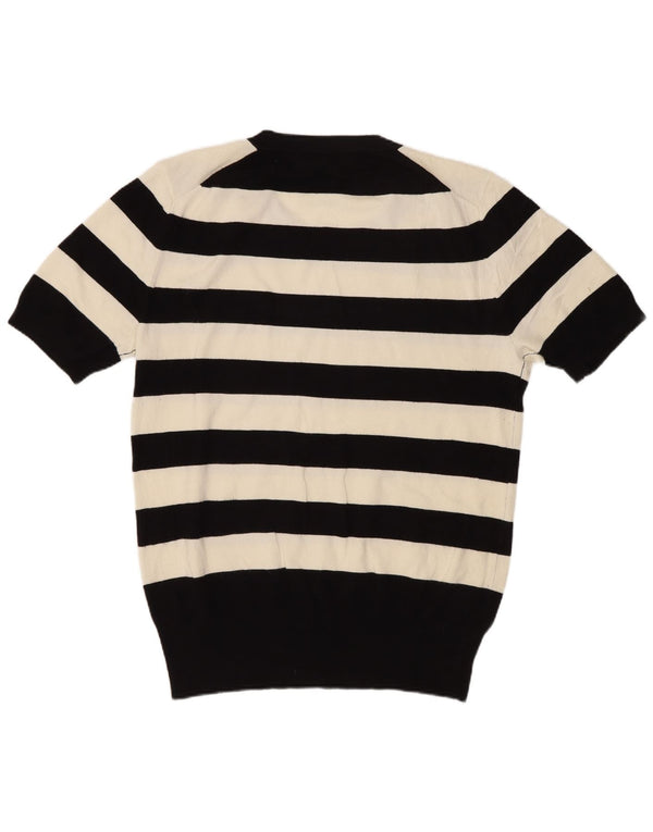 Zara Womens Short Sleeve Crew Neck Jumper Sweater UK 18 XL Black Striped