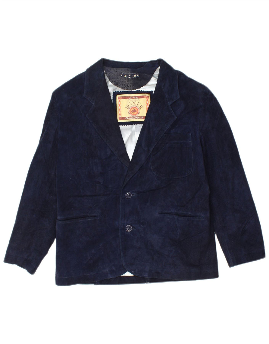 BOXER Boys 2 Button Suede Blazer Jacket 10-11 Years Navy Blue Leather