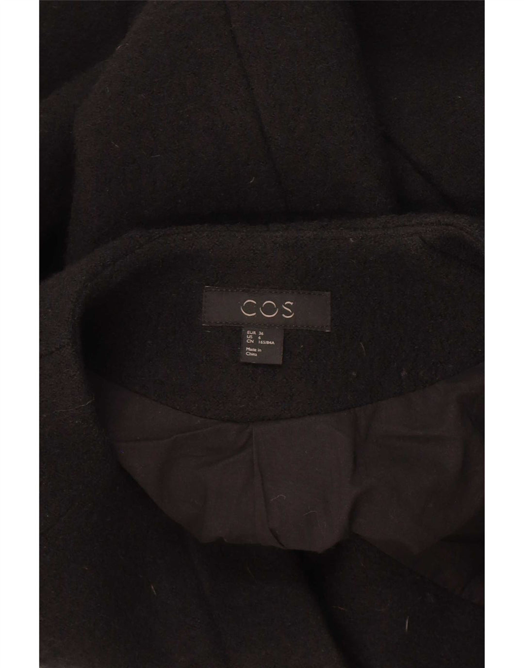 Cos Womens Oversized Overcoat EU 36 Small Black Wool