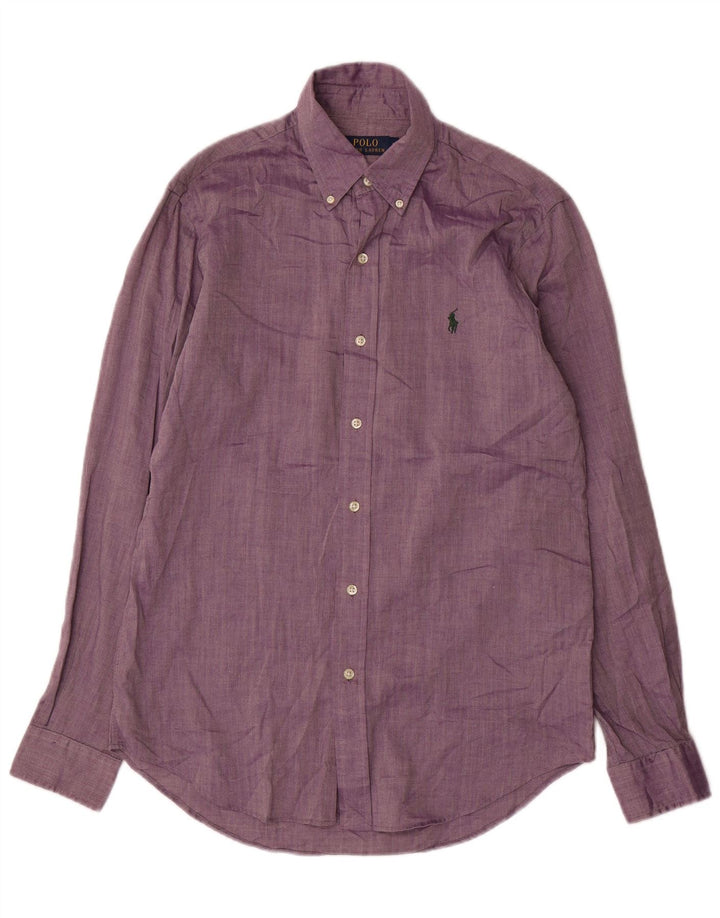 POLO RALPH LAUREN Mens Shirt Small Purple Herringbone Cotton