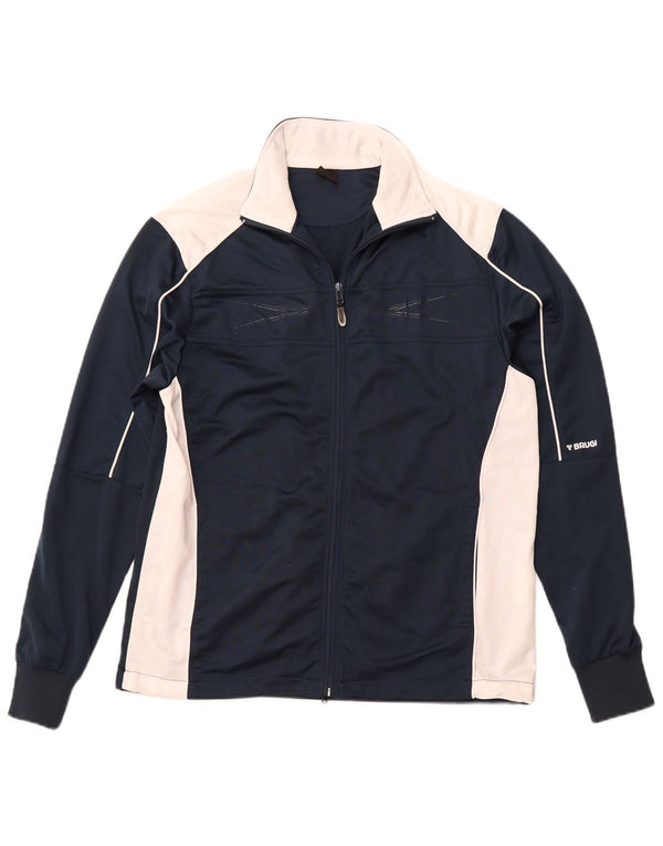 BRUGI Mens Tracksuit Top Jacket Medium Navy Blue Colourblock Polyester