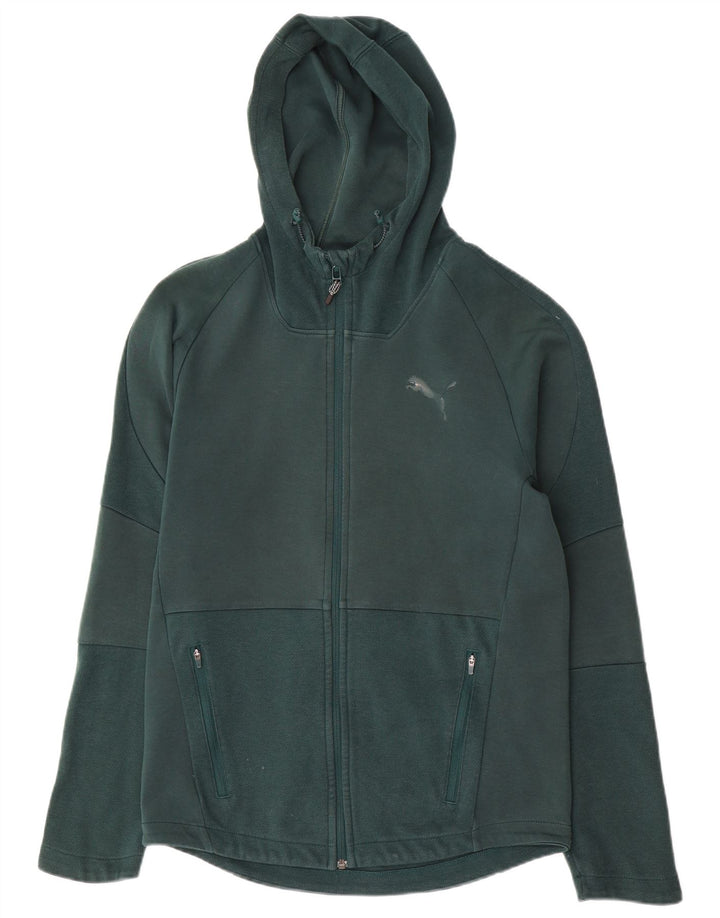 Puma Mens Zip Hoodie Sweater Medium Green Cotton