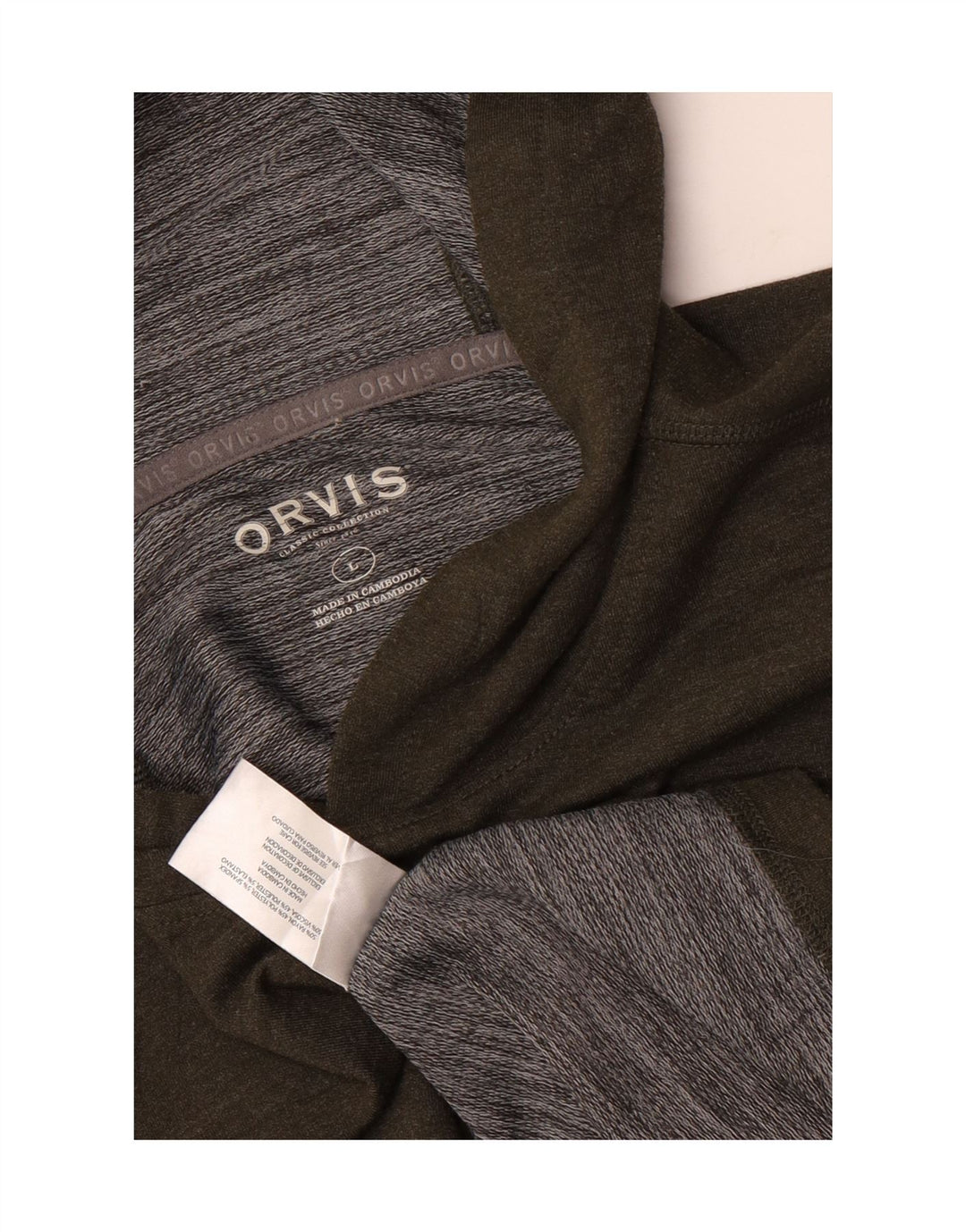 Orvis Mens Hoodie Jumper Large Khaki Rayon
