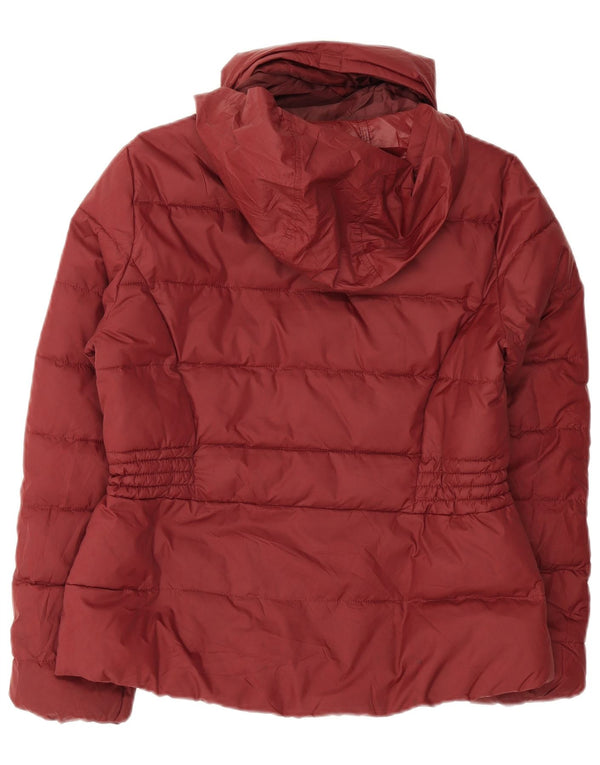 Marks & Spencer Womens Hooded Padded Jacket UK 12 Medium Burgundy Polyester