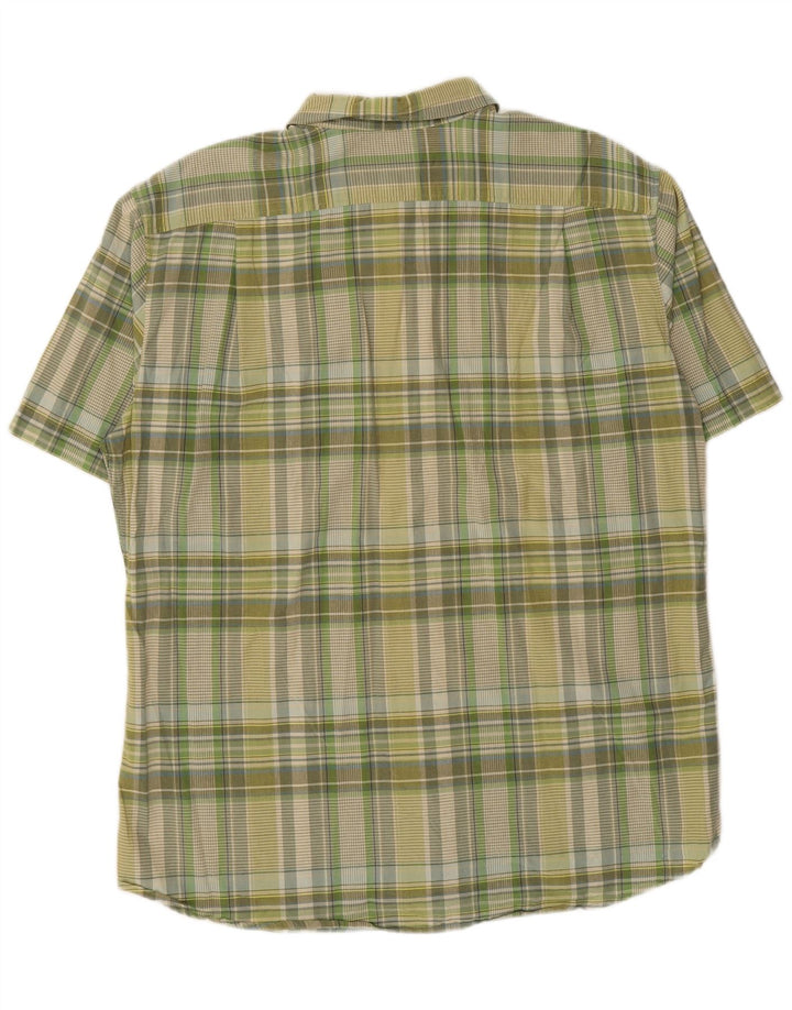 EDDIE BAUER Mens Classic Fit Short Sleeve Shirt Large Green Check Cotton
