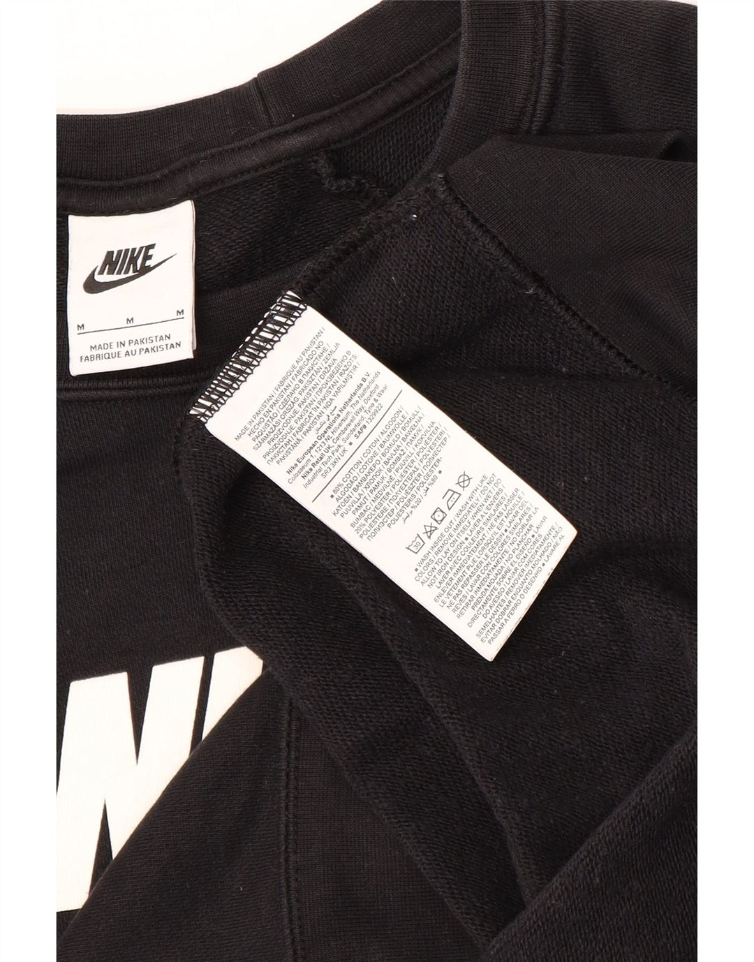 NIKE Womens Graphic Sweatshirt Jumper UK 14 Medium Black Cotton