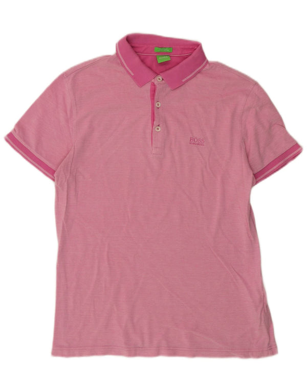 Hugo Boss Mens Regular Fit Polo Shirt Medium Pink Flecked Cotton