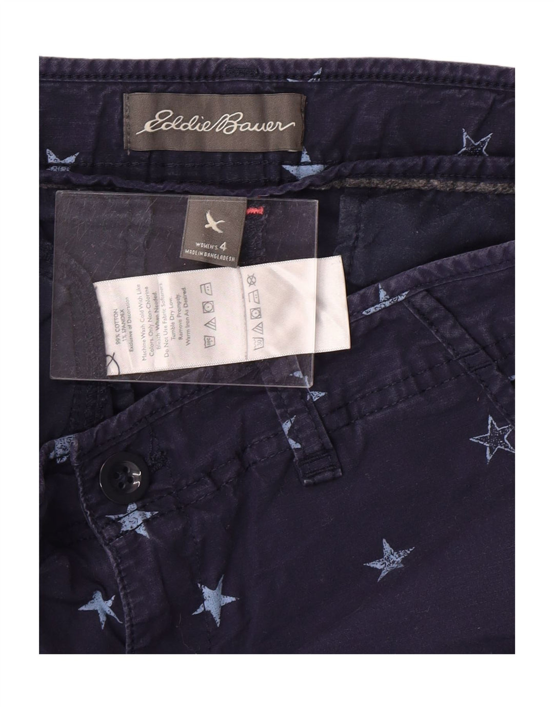 EDDIE BAUER Womens Abstract Pattern Chino Shorts US 4 Small W28 Navy Blue